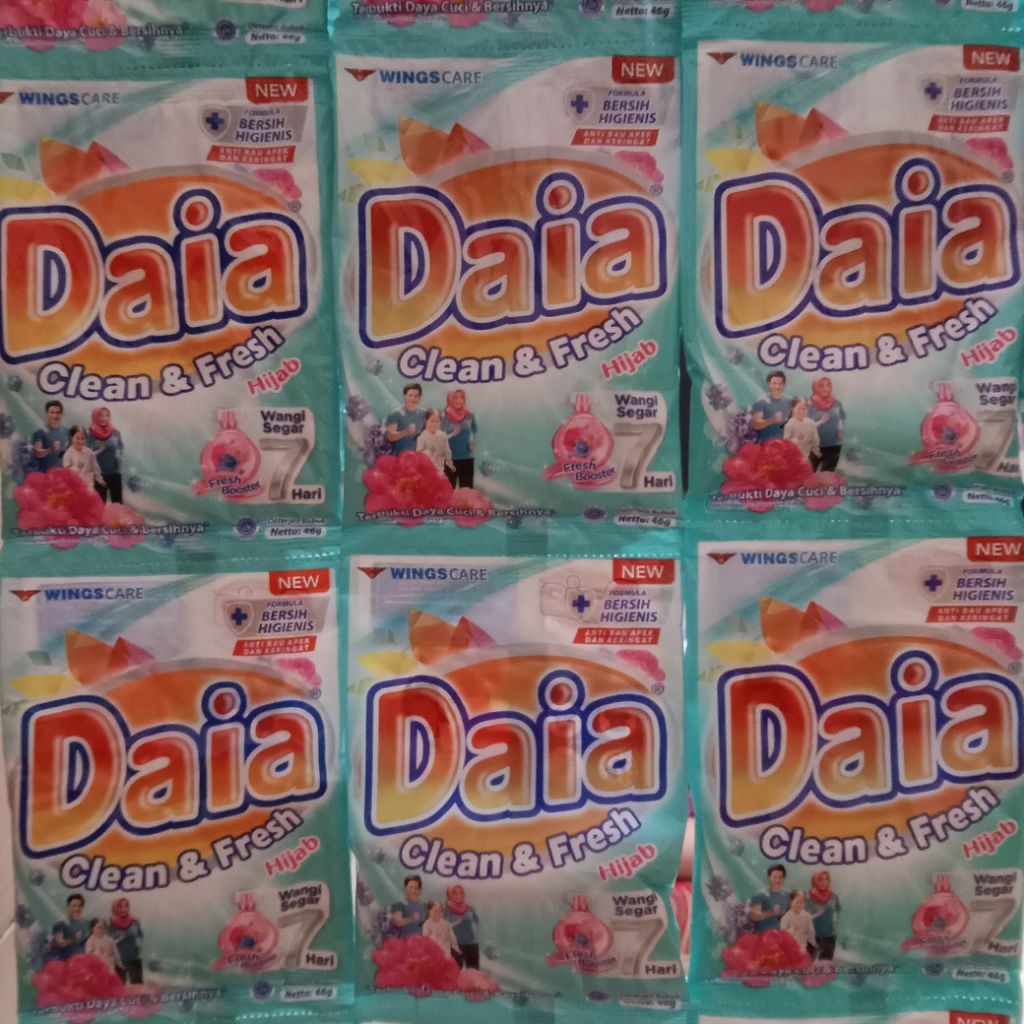 6 RENCENG DAIA BUBUK 1000 CLEAN & FRESH HIJAB ISI 36SACHET (DETERJEN)