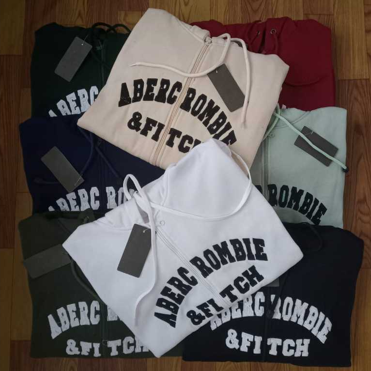WHO A.U BORDIR - Jaket Hoodie Zipper ABER Putih Premium Quality Full Teg & Label Bahan Teball Unisex