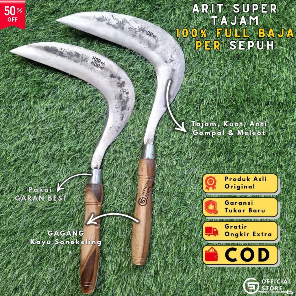 Alat Pertanian Sabit Rumput Pakan Dan Padi Super Tajam