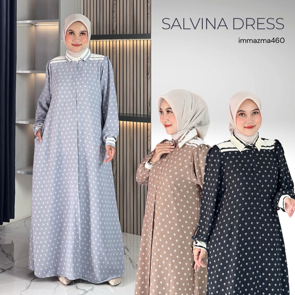 immazma460 - Slavina Dress Gamis Motif Premium Busui Friendly Ukuran Jumbo 120 cm