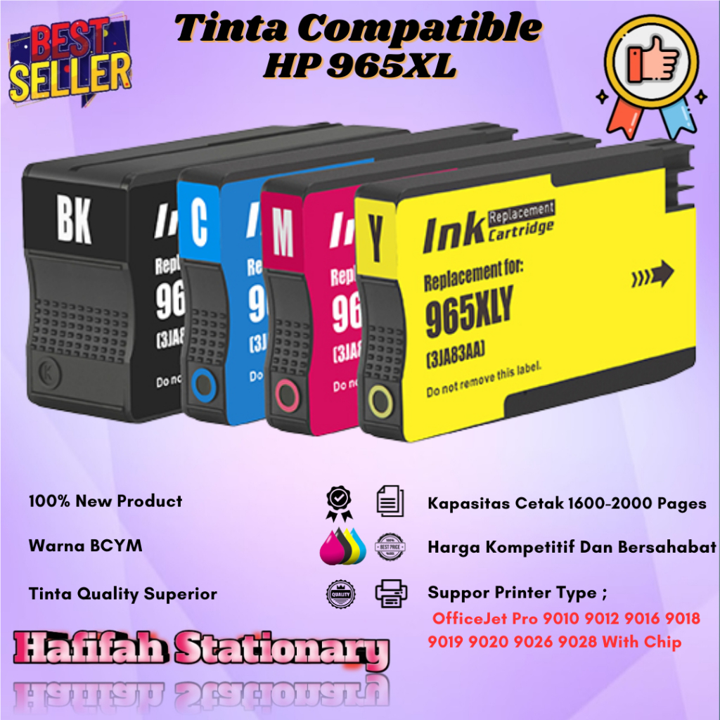 Tinta Printer / Tinta Catridge Compatible HP 965XL 965XL 1Set Printer HP Officejet Pro 9010,9012,901