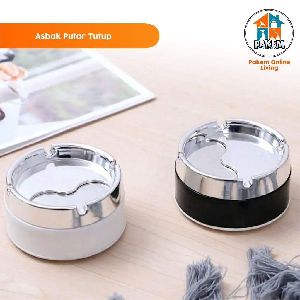 Asbak Putar Portable Minimalis Asbak Portable Rotation Enclosed Asbak Modern Alas Stainless