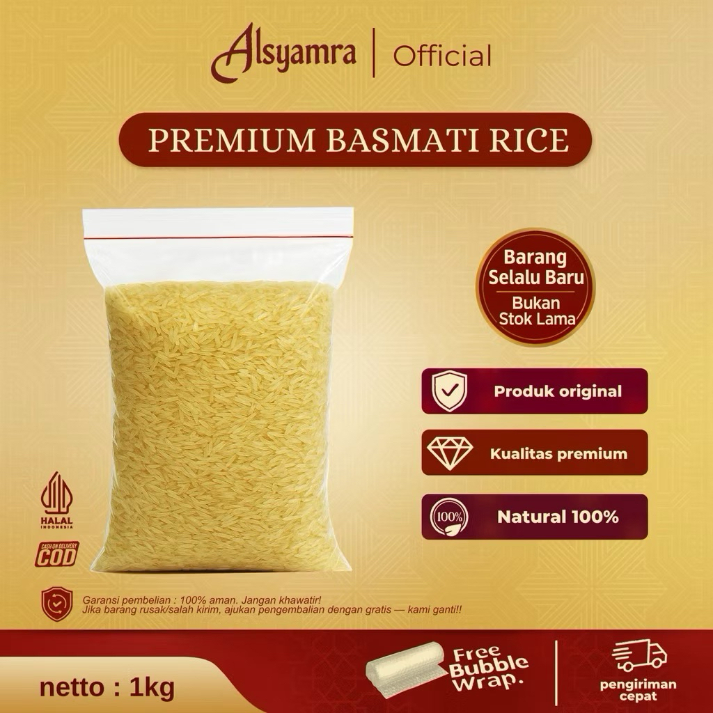 Beras Basmati Rice 1Kg-beras arab-beras india asli-panjang dan mekar XXL Extra Long