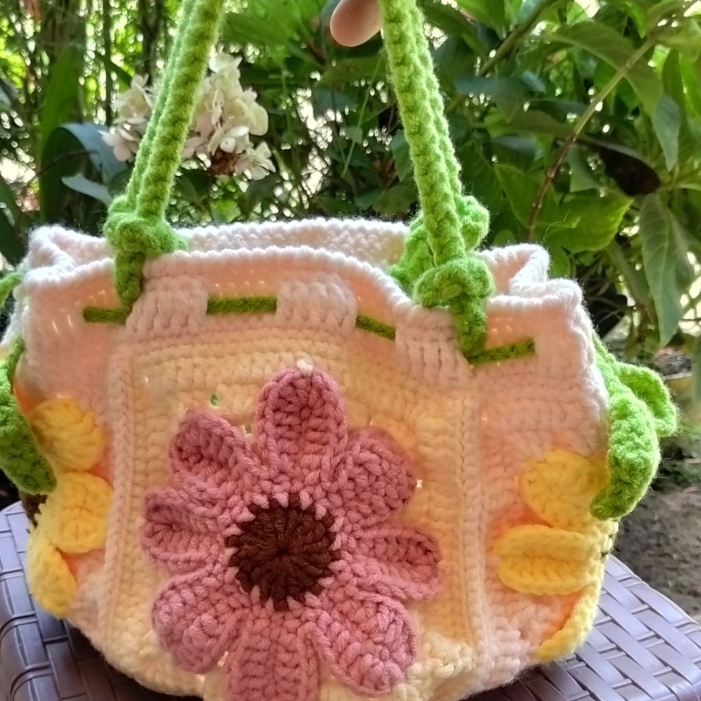 TAS RAJUT GRANNY SQUARE TAS RAJUT BUNGA GRANNY SQUARE