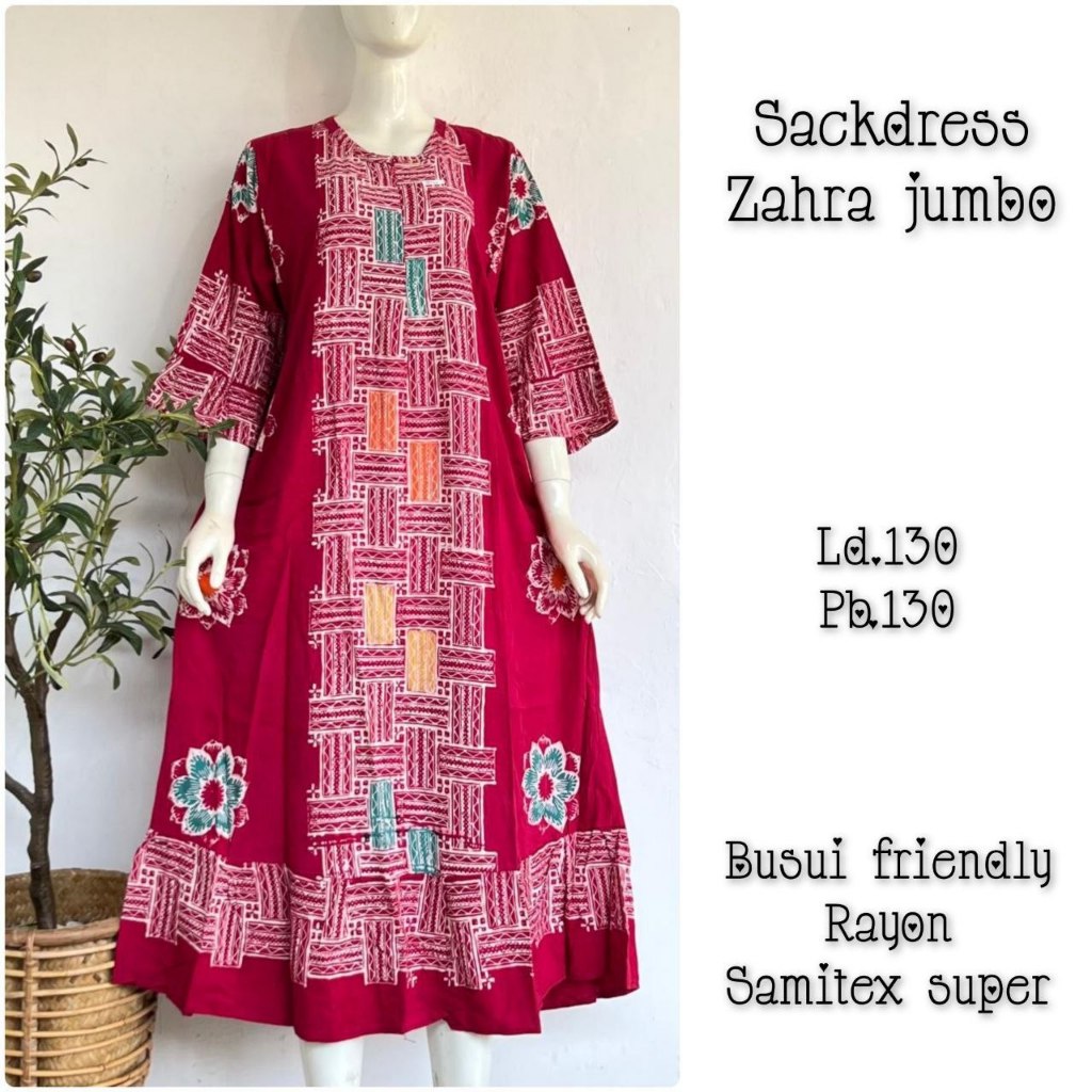 Sackdress Zahra Jumbo Bunga Batik Cap
