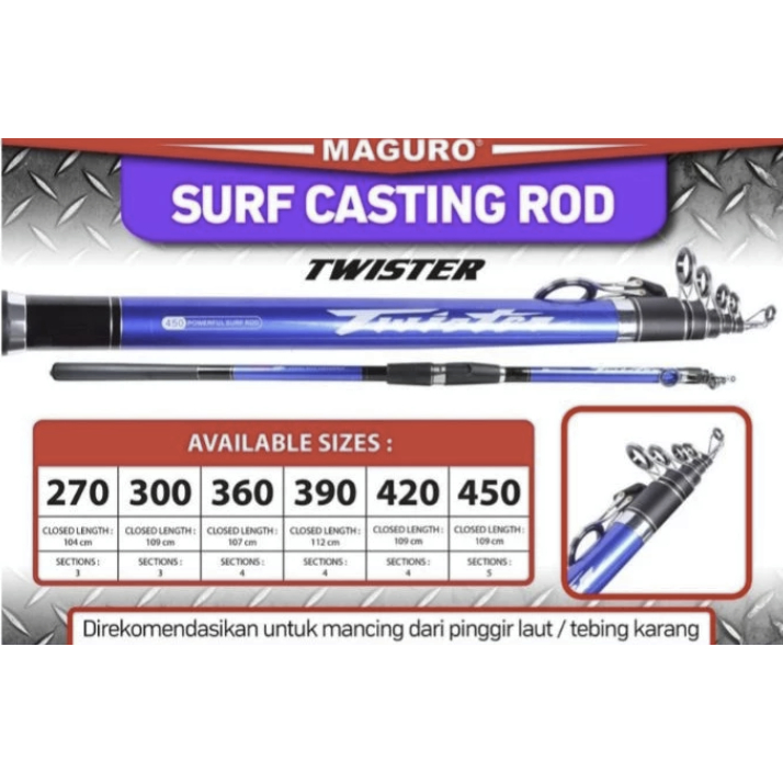 Joran / Stik Pancing Surf MAGURO TWISTER / TIDE MASTER / POWER CAST / ULTRA CAST Carbon High Quality