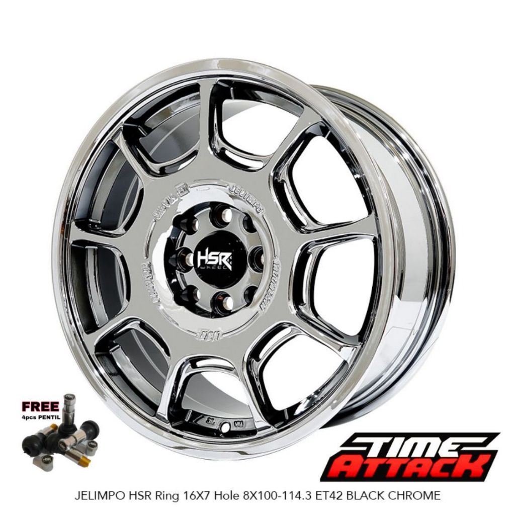 Velg Mobil Ignis R16 HSR Wheel Jelimpo Velg HSR Ring 16 Black Chrome