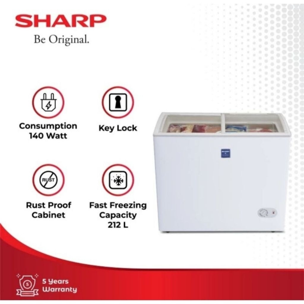 BOX FREEZER SLIDING 200LITER SHARP SLIDING 200L FRW210 BOX FREEZER SHARP SLIDING KACA