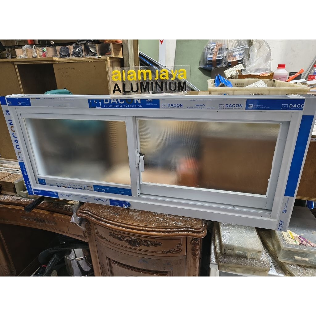 Jendela sliding aluminium tinggi 50 cm x 100 /120 /150 cm