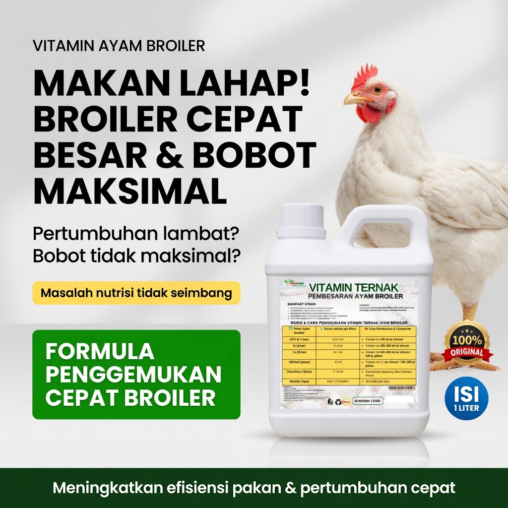 Vitamin Ayam Pedaging Booster Penggemukan Cepat Besar Bobot Maksimal Ayam Broiler