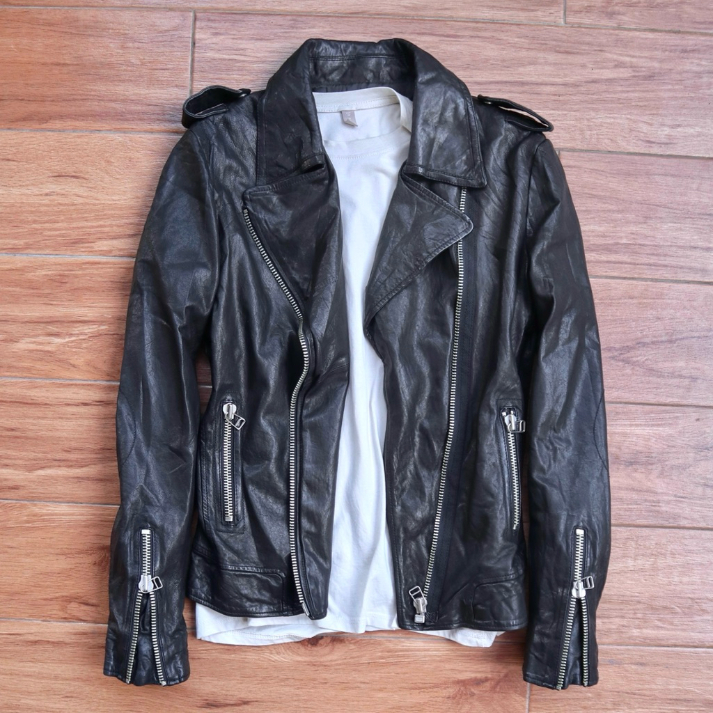 Jaket kulit asli domba casual slim jungkis japan style harajuku biker cowok ramones cowok jaket moto