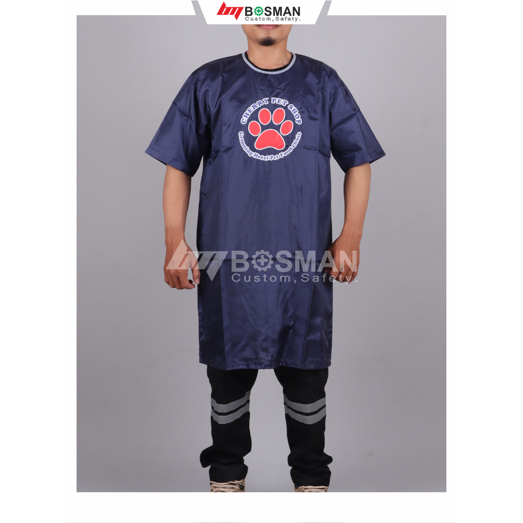 Bosman Apron Pet Shop Buat Membersihkan Ternak | Celmek Sablon Logo Brand Sendiri Cocok Buat Groomin
