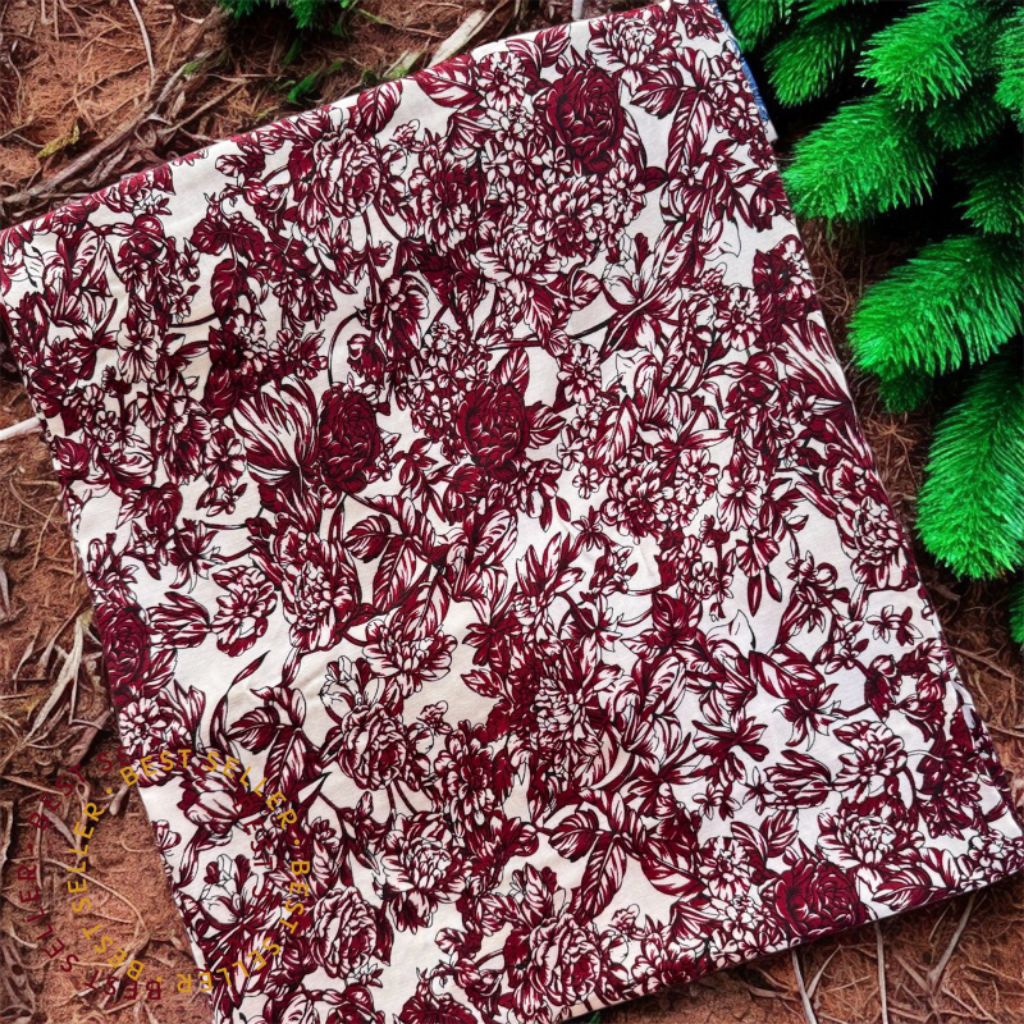 kain katun rayon viscose premium motif bunga besar