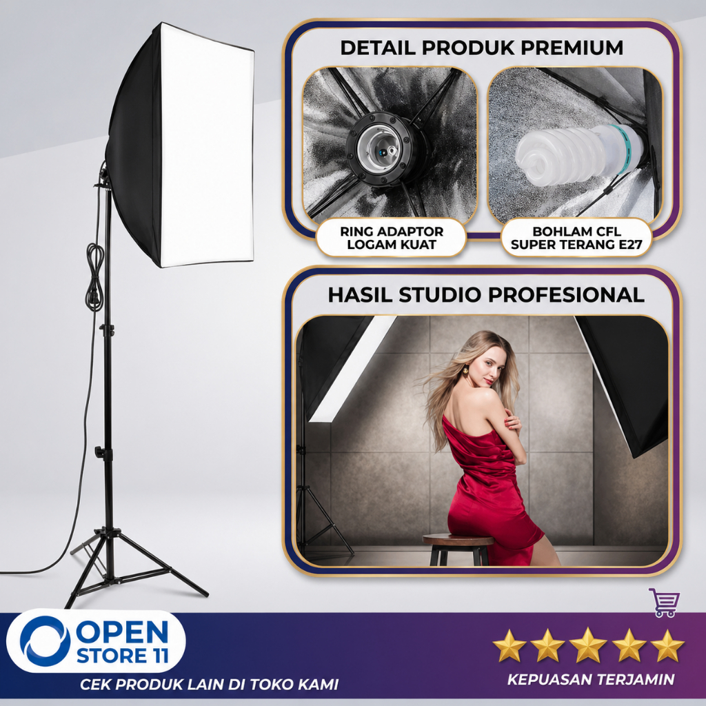 Softbox Lighting Studio Payung Reflektor Fotografi 50x70