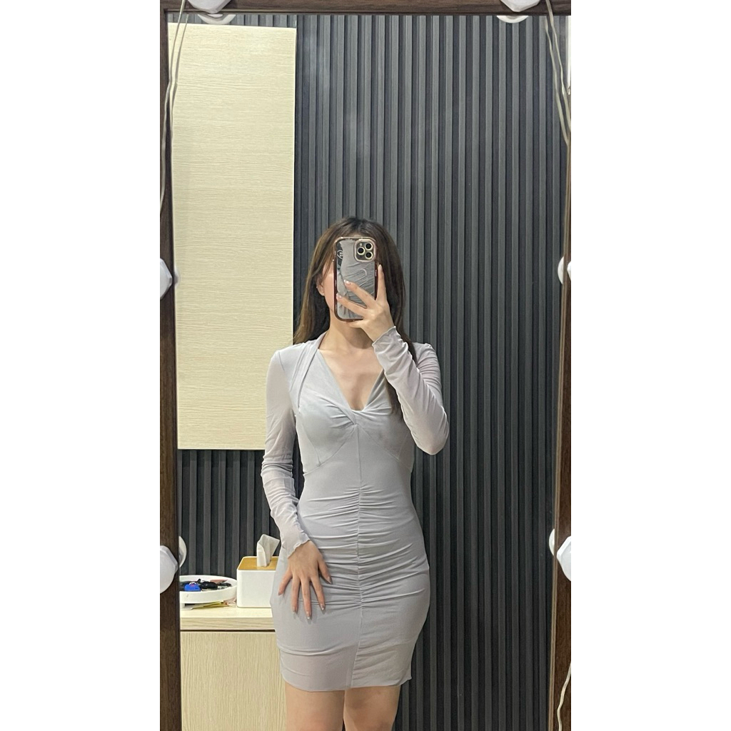 Dress V Neck Slim Bodycon