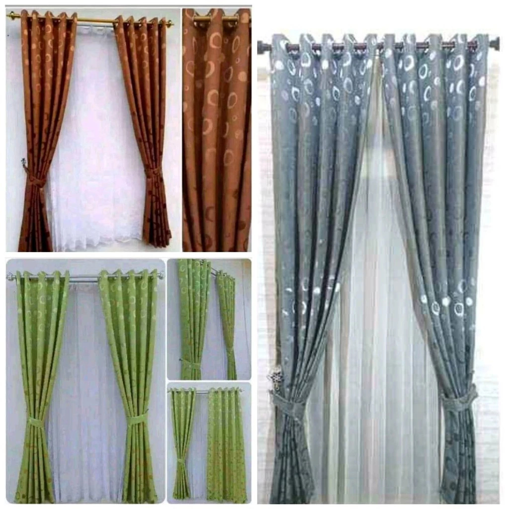 Gorden Embos Smokring Motif Polkadot Gorden Pintu dan Jendela Tirai Hordeng Minimalis