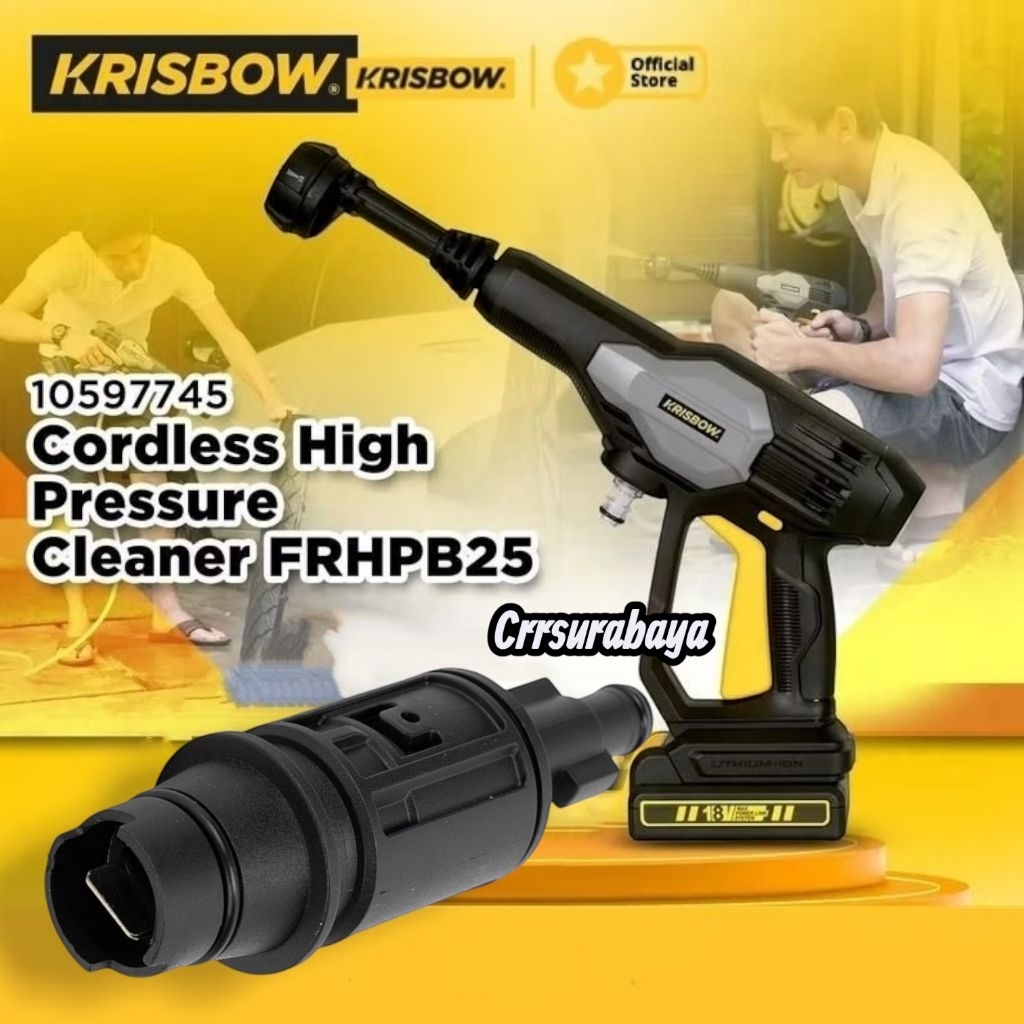 Nozzle Spray Pendek Krisbow 35Bar & FRHPB25 | Kepala Semprotan Cuci Mobil Motor Jet Cleaner Cordless