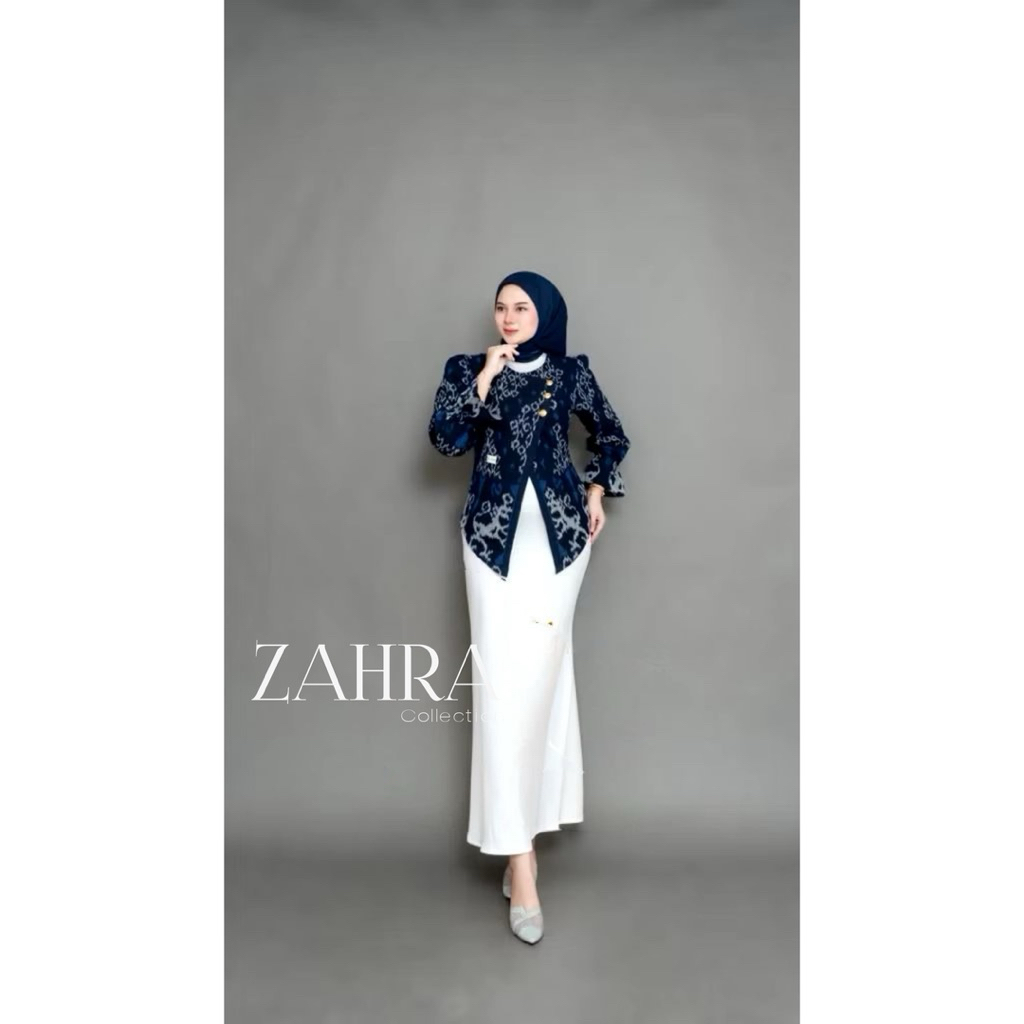 ZAHRA BATIK TENUN ATASAN WANITA JANGGAN MODEL KEBAYA BATIK TENUN MODERN