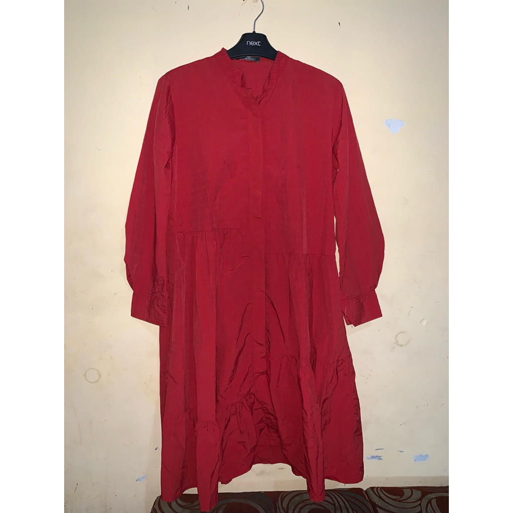 PRELOVED TUNIK MERAH BATA BENANG JARUM