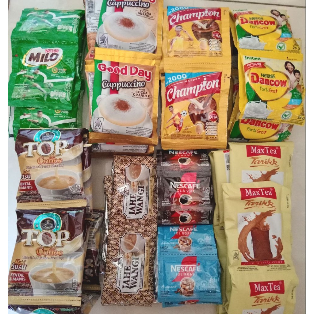 KOPI NESCAFE ICE ROAST/ NESCAFE CLASSIC/TOP KOPI PLUS GULA/JAHE WANGI/JAHE MERAH AMH/SUSU JAHE SIDOM