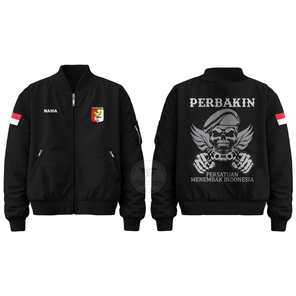 Jaket Bomber Waterproof Perbakin Persatuan Menembak Indonesia Premium