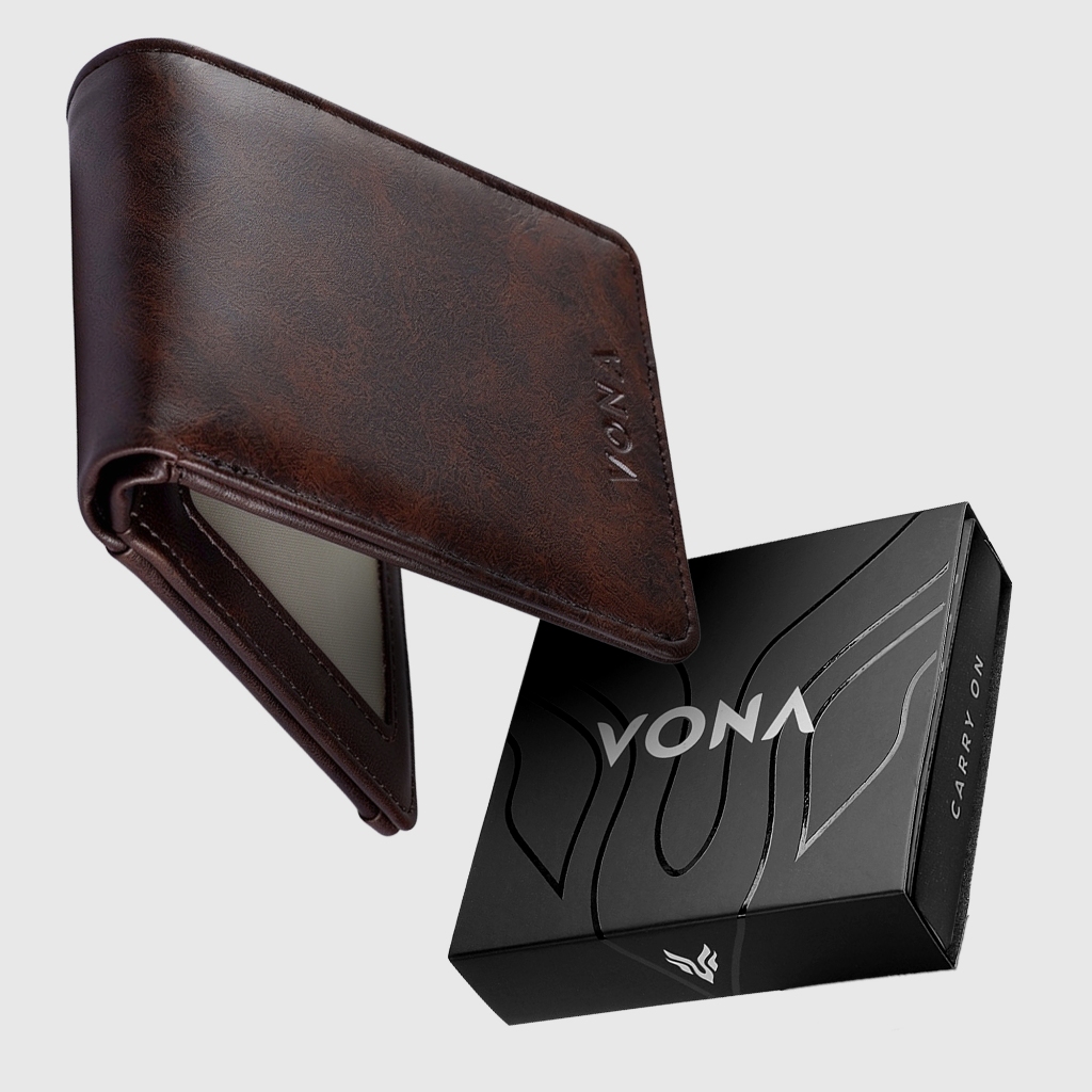 VONA Calvin Wallet - Dompet Pendek Pria Lipat 2 Kulit PU