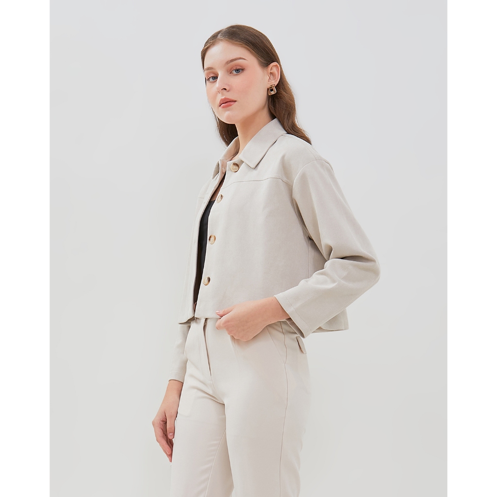 VALINO LADIES JAKET BOXY CREAM WANITA - D-EBLH29-C5