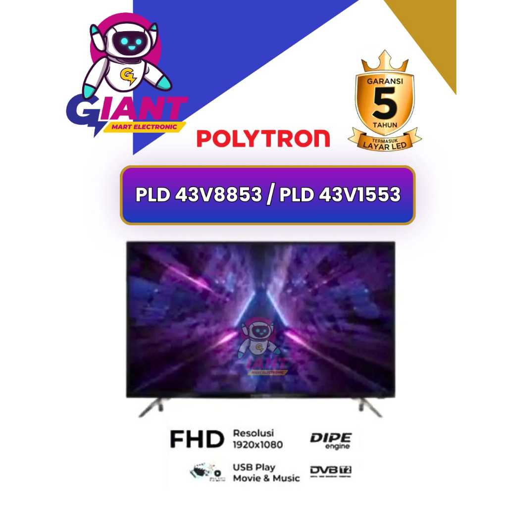LED TV DIGITAL POLYTRON PLD 43V8853/PLD 43V1553 / PLD43V8853/PLD43V1553 / PLD-43V8853/PLD-43V1553  4