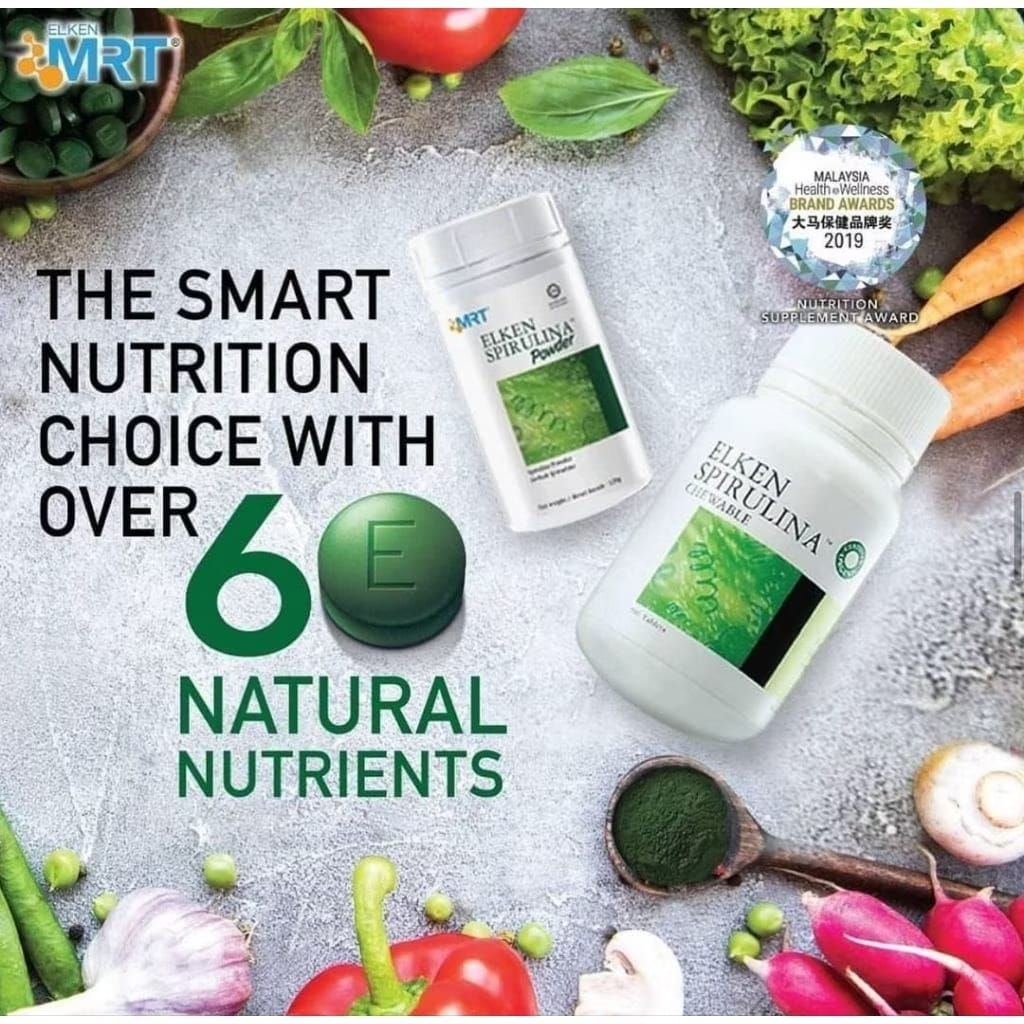 Elken Spirulina 3000 tablet Original 100% | Detox Racun Tubuh | Tingkatkan Imun | BPOM | Resmi