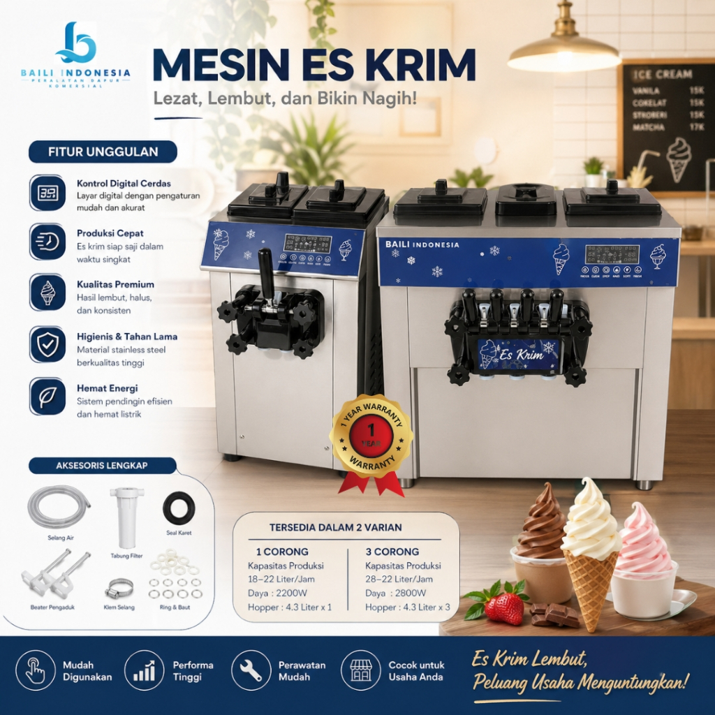 BAILI MESIN SOFT ES KRIM TERLARIS GARANSI 12 BULAN Mesin Es Krim Soft Ice Cream Machine Es CreamHard