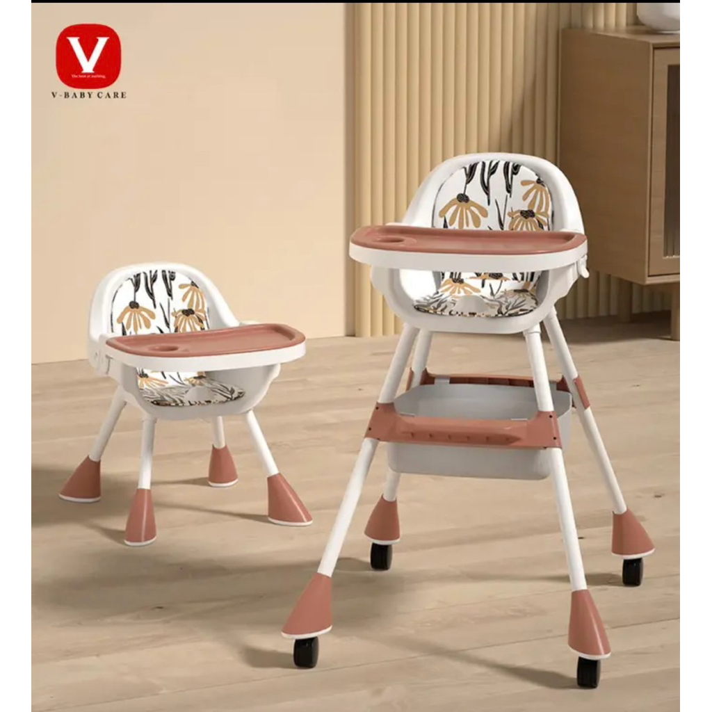 Kursi Makan Bayi V-BABY CARE CHOCOLATE