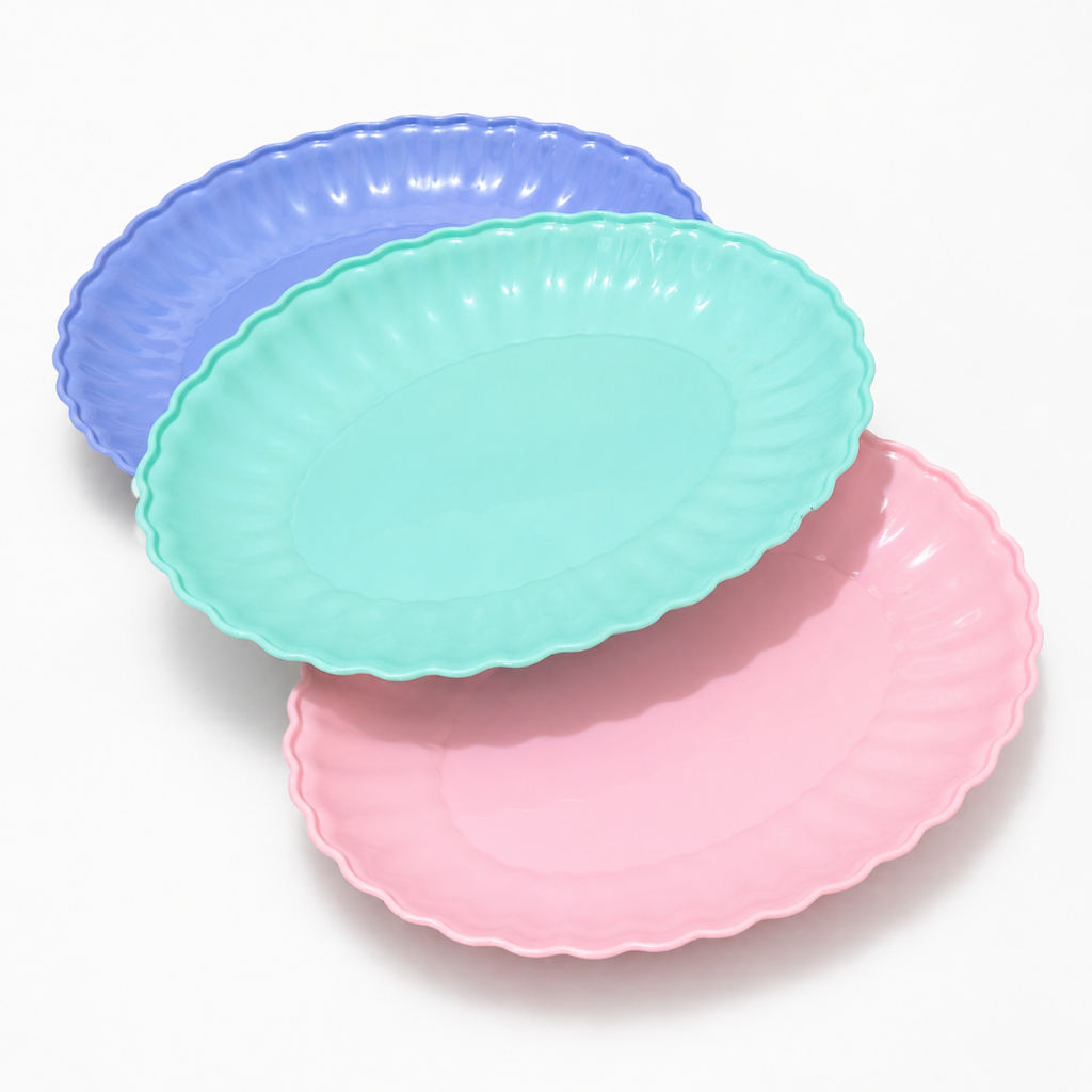 (1 Lusin) Piring Oval Motif Kerang Piring Cakar Piring Buah Piring Saji Makan