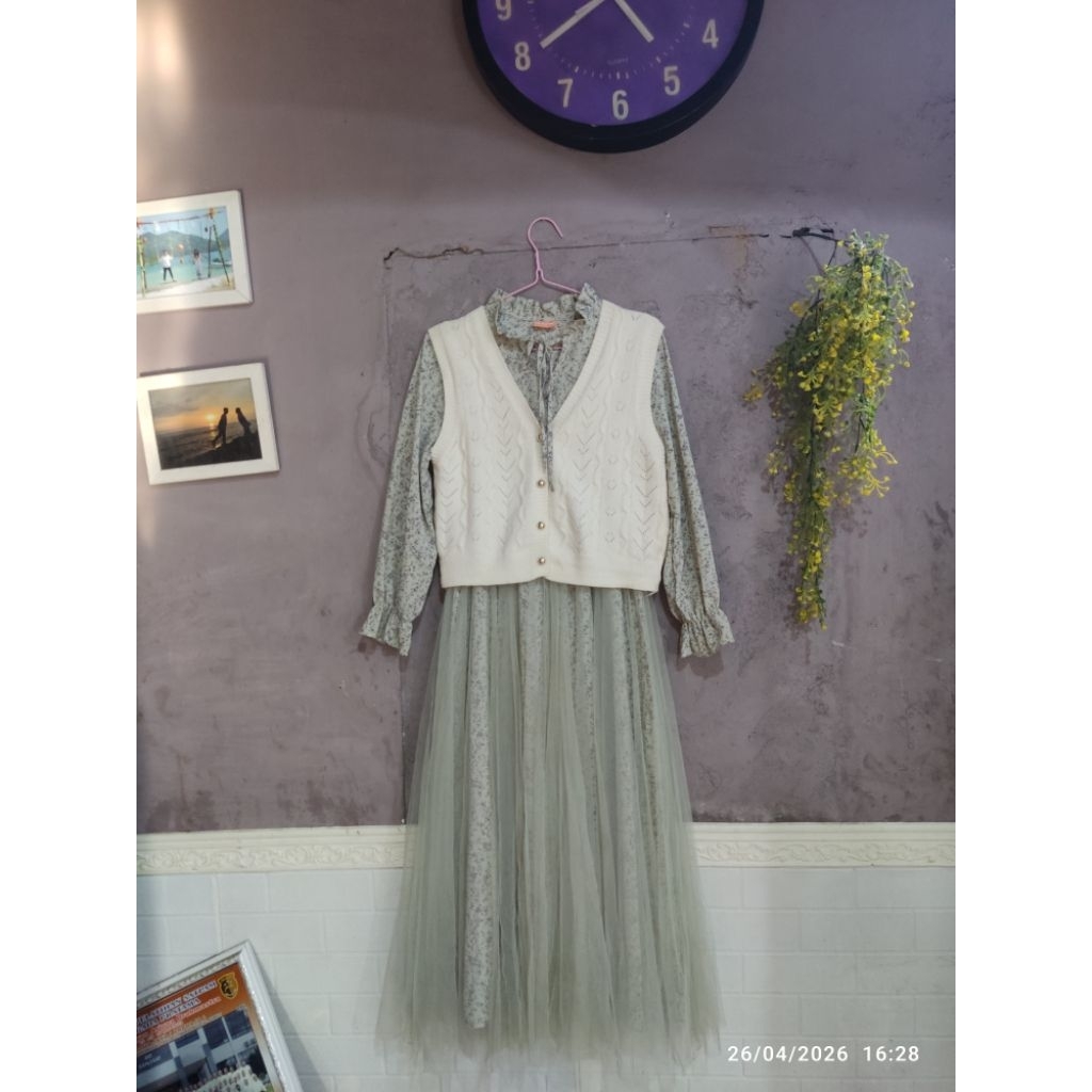 Dress/Gaun Pesta Kondangan Sage Green