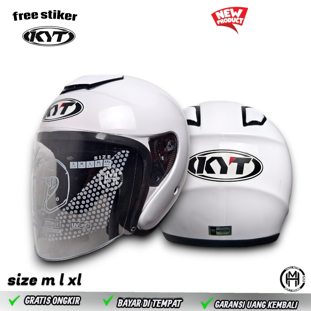 HELM KYT KYOTO REPLIKA HALF FACE|PUTIH free stiker