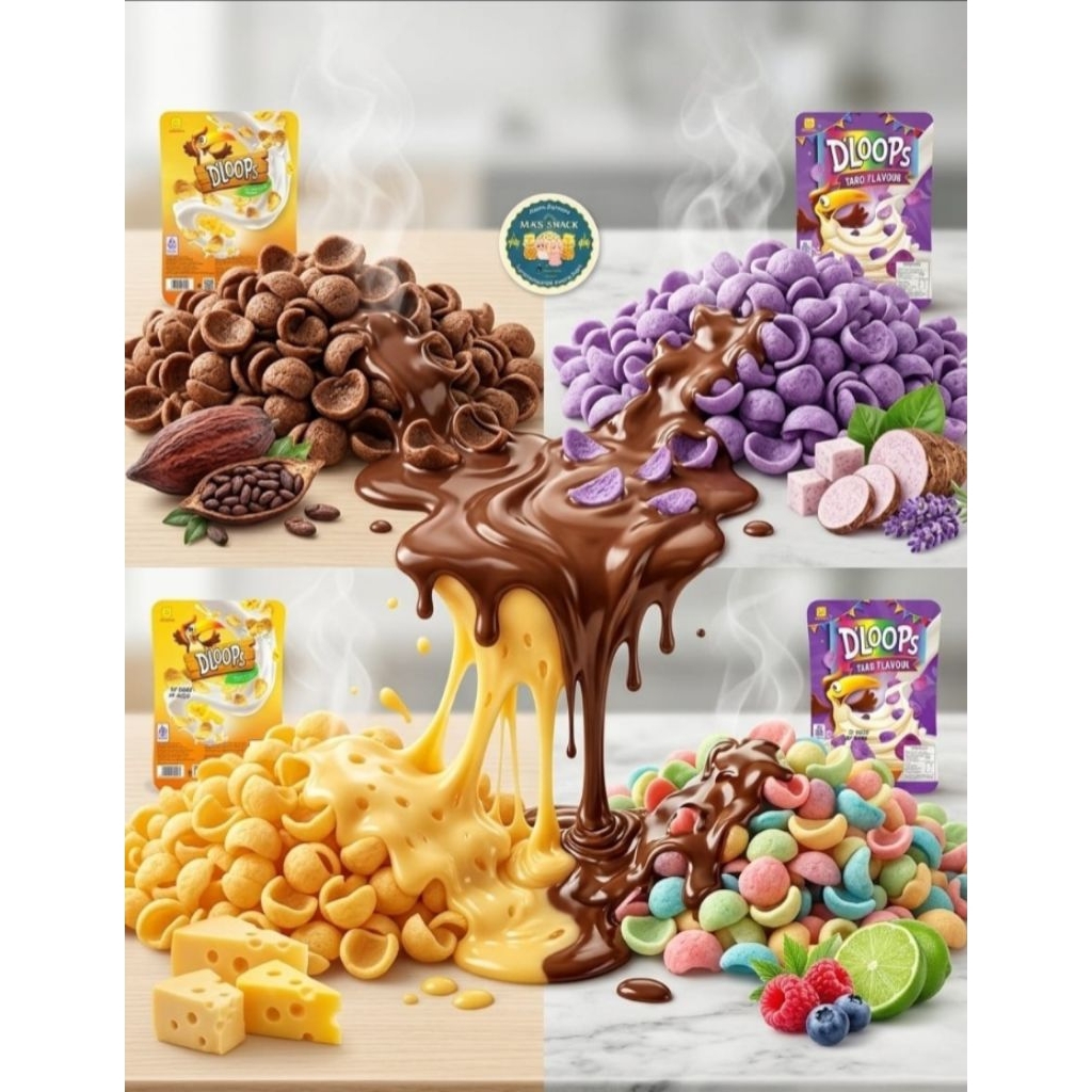 Coco Crunch D’Loops 1Kg Murah Ready Stock | Sereal Corn Puff Coklat Buah Keju Taro Renyah Lezat Best