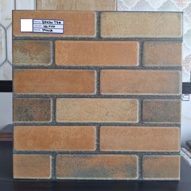 KERAMIK KASAR LANTAI/DINDING UKURAN 40x40 Motif BRICKO TERRACOTA