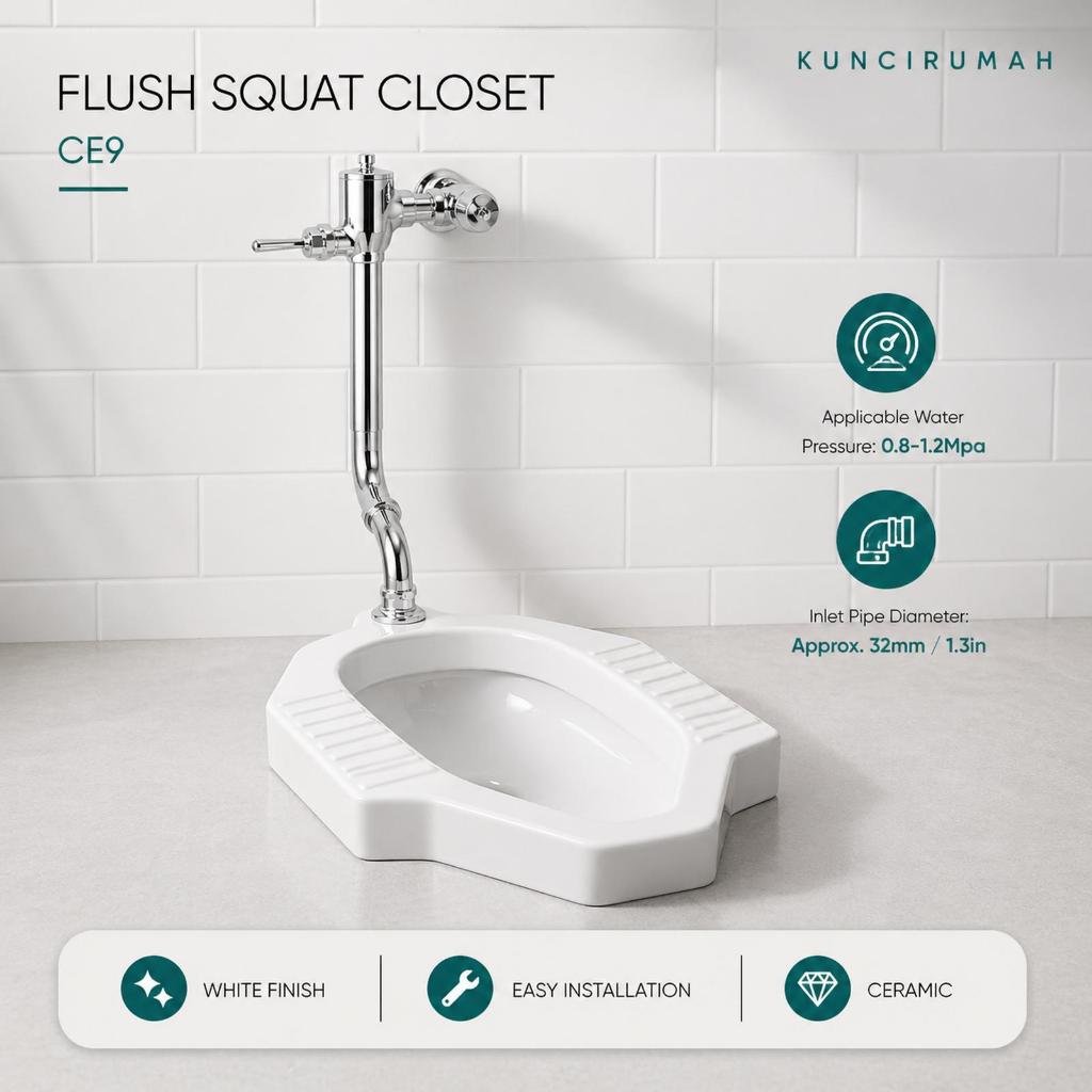 Kloset Jongkok Flush Set Closet TOTO Ce9 Single Flush Toilet