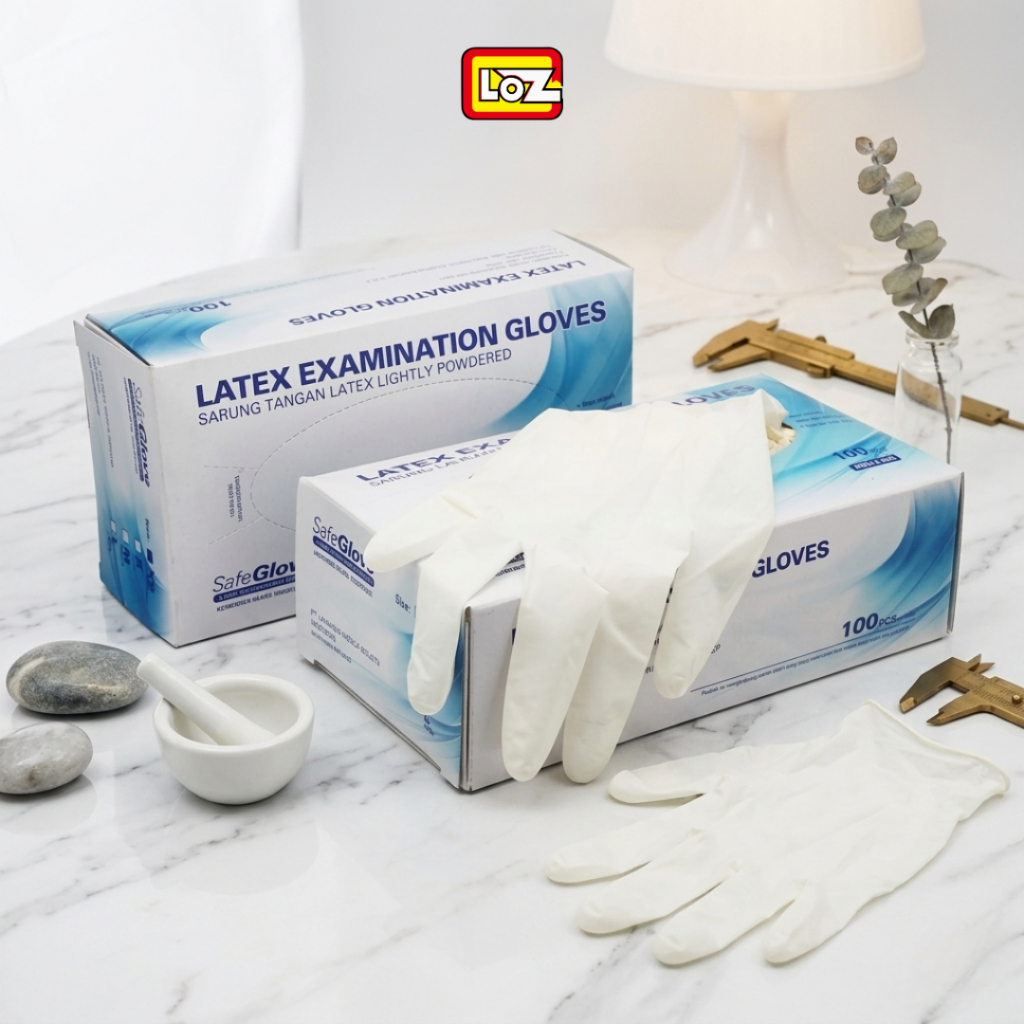 Sarung Tangan Karet Latex ONEMED SAFEGLOVE Sarung Tangan Medis Bedah Isi 100pcs