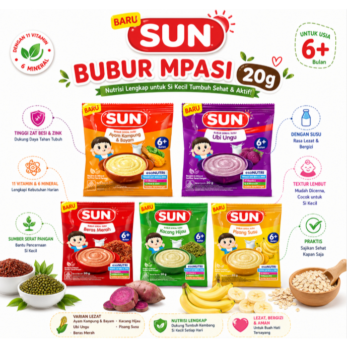 SUN bubur bayi 20g kemsan sachet - Promina sachet Bubur Sereal Bayi Sachet 20gr bubur Mpasi bayi usi