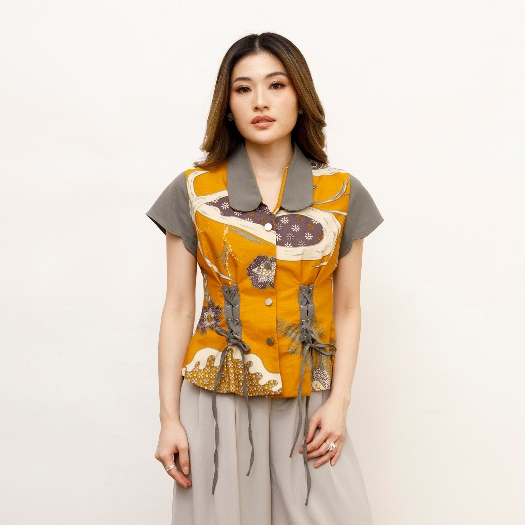 Melvee Batik - Eclat Top - Atasan Batik Wanita Blouse Batik Modern Kerja Terbaru