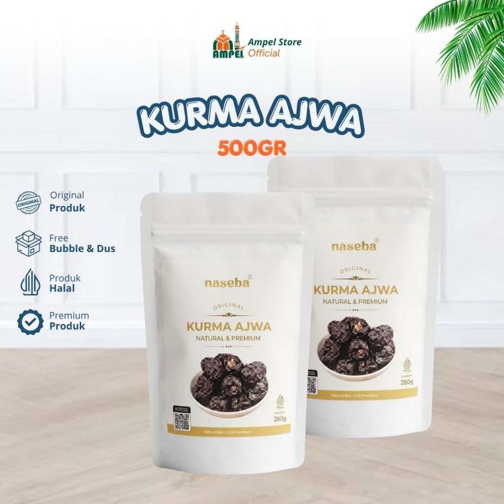 Naseba Kurma Ajwa 500 gram Premium Jumbo Kurma Nabi Ajwa dari Madinah Oleh Oleh Haji dan Umroh