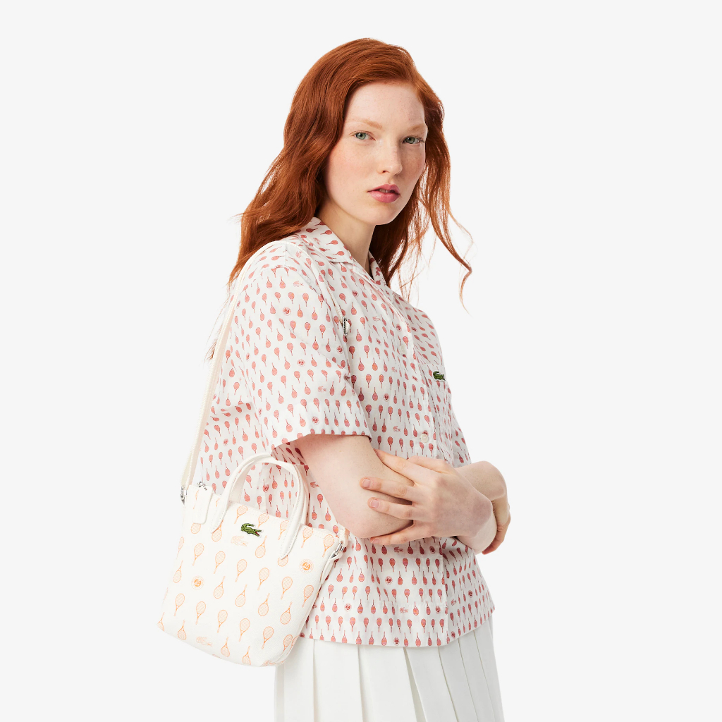 LACOSTE mini tote bag resleting motif kasual with tali selempang crossbody traveling daily