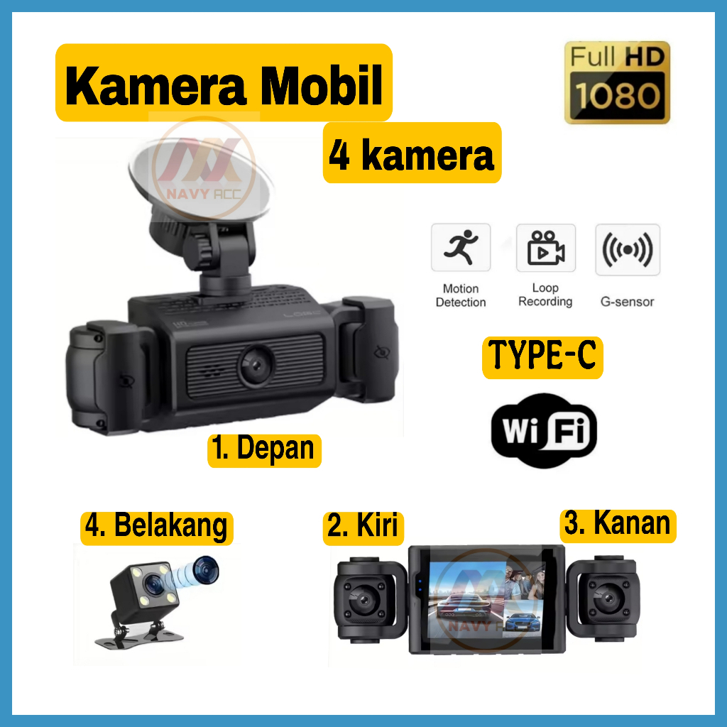 MH - kamera mobil wifi 4 kamera FHD 1080P Night Vision S7