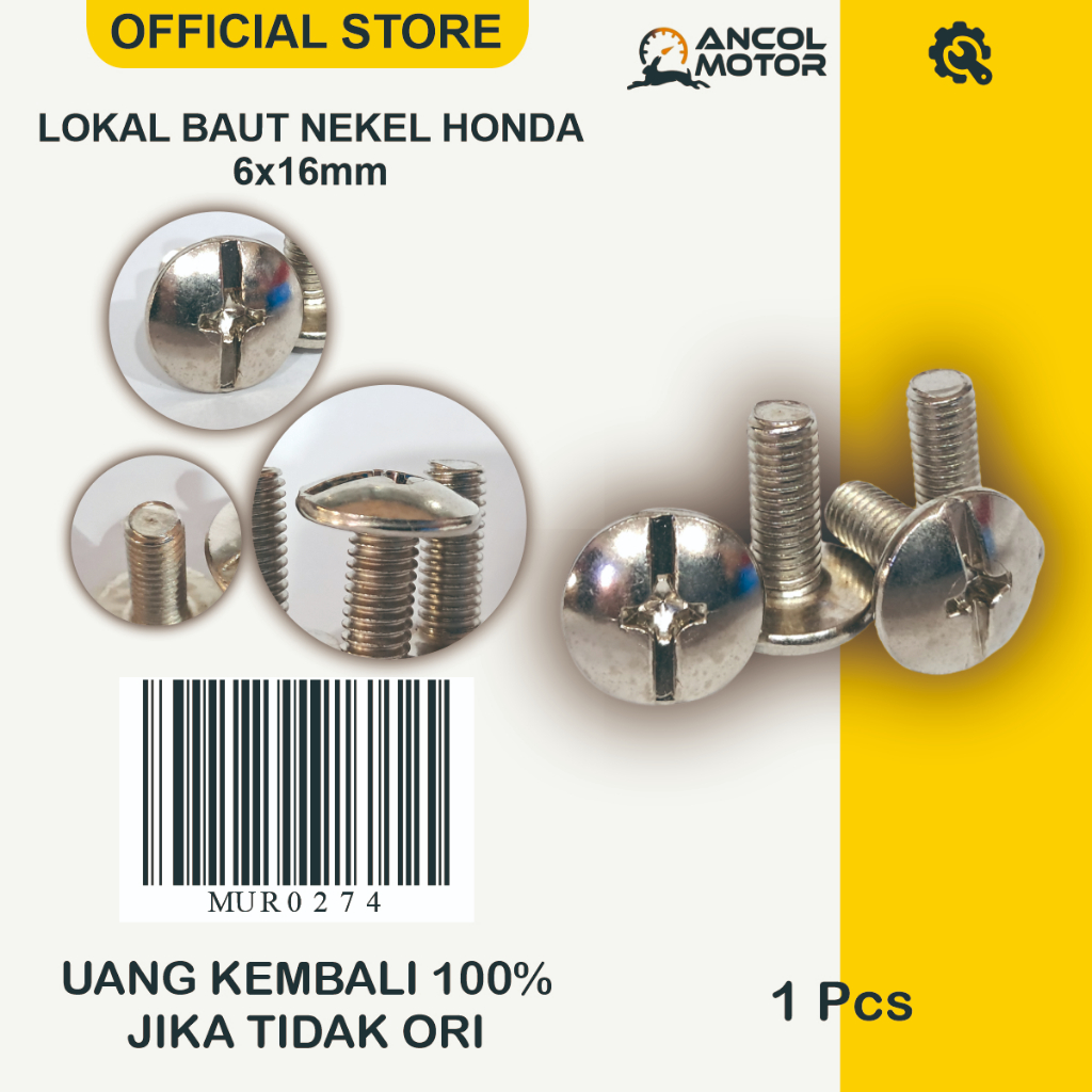 LOKAL Baut Nekel Honda 6x16mm Baut Body Sayap Legshield Astrea Grand Prima Win C70 Satuan Drat 6