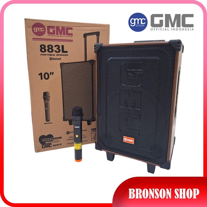 GMC 883L Speaker Portable 10 Inch Woofer Speaker Karaoke Bluetooth Wireless