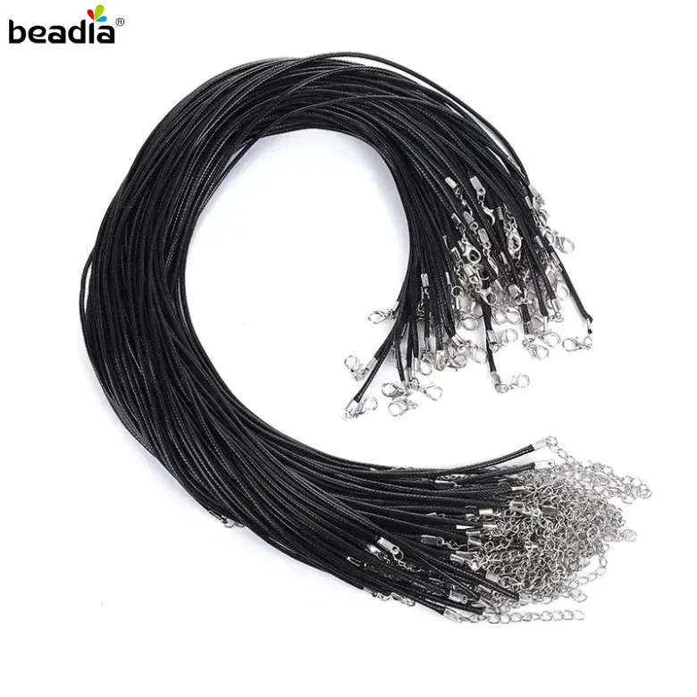 Beadia 10 Pcs Tali Kulit Asli / Leather Cord 1.5mm 2mm dengan Kait, Untuk DIY Kalung Gelang Adjustab
