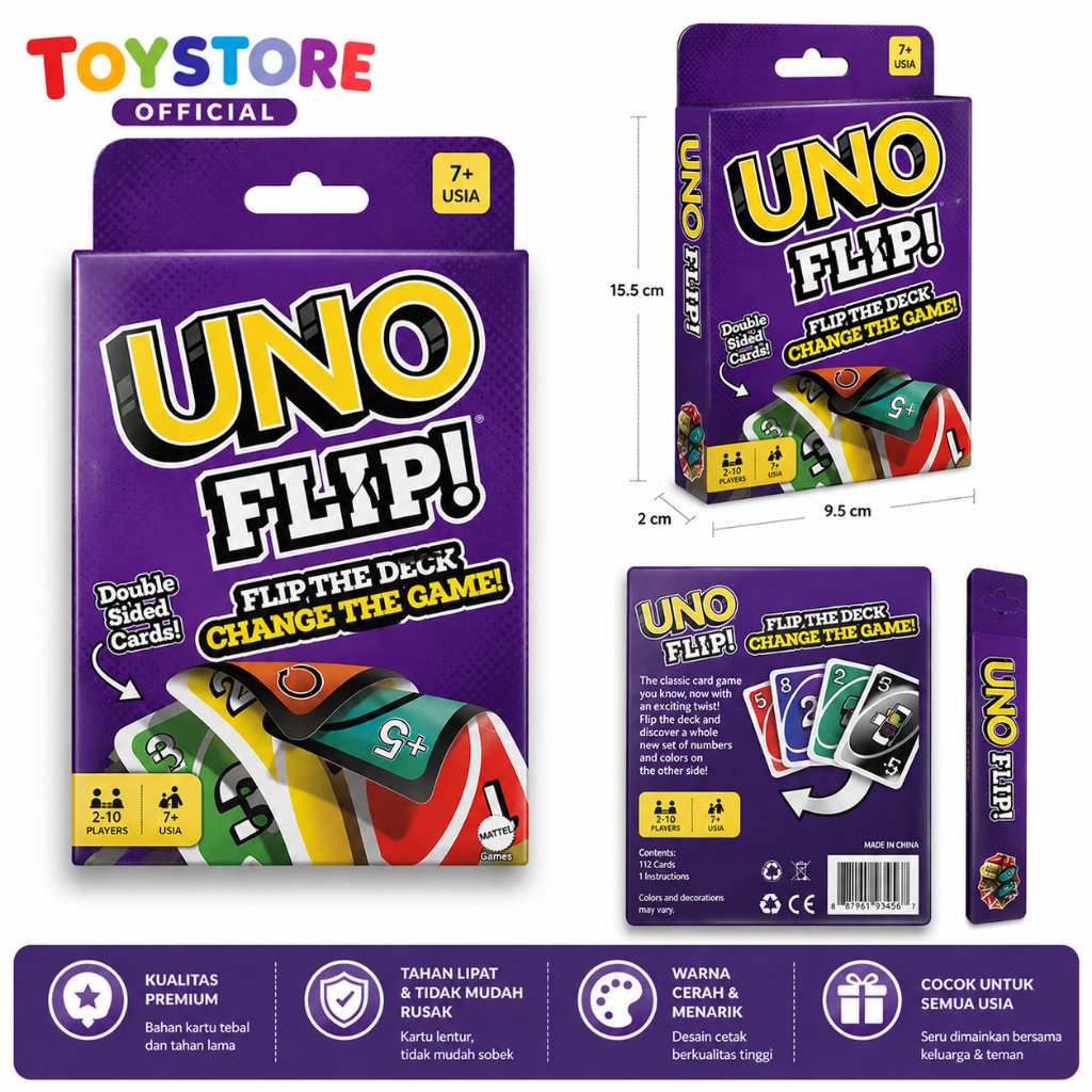 Mainan Kartu UNO DOS Monopoly Deal UNO Flip Original Premium | Permainan Keluarga Seru 2-10 Pemain 7