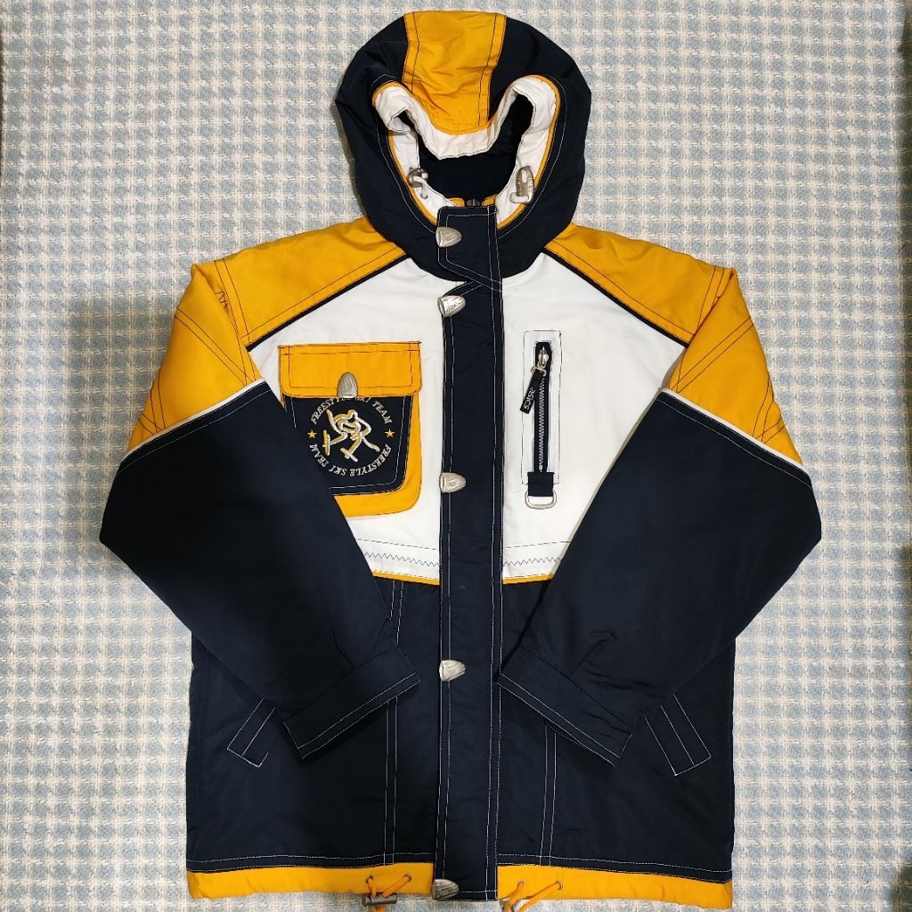 jacket ski team asics japan vintage big logo size L fit XL full bordir cakep