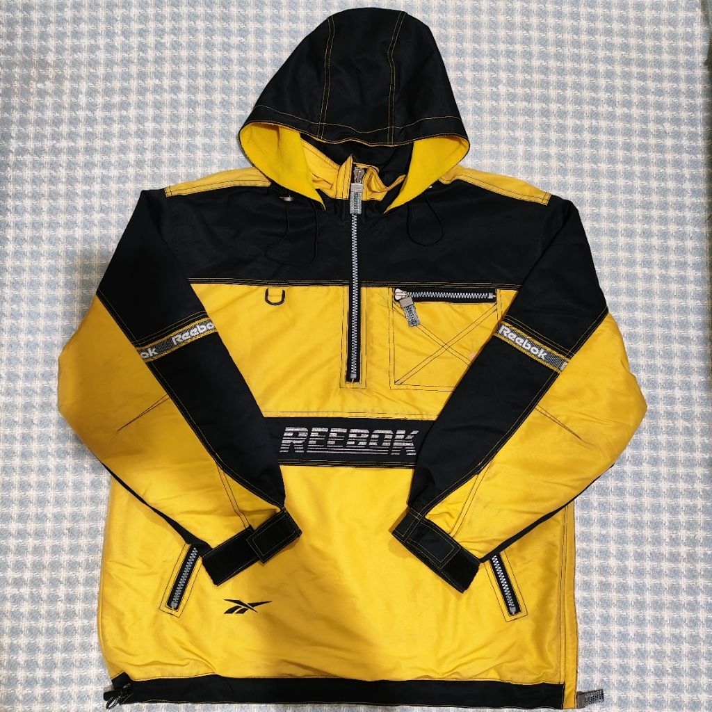 jacket reebok vintage big logo half zipper size XL full bordir cakep