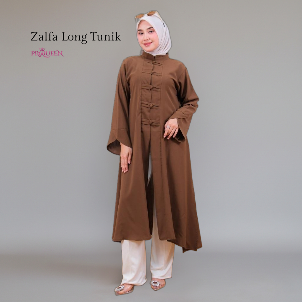 PRQUEEN | Zalfa Tunik Cheongsam | Tunik Cheongsam Wanita Muslim Terbaru 2026 | Long Tunik Anti UV